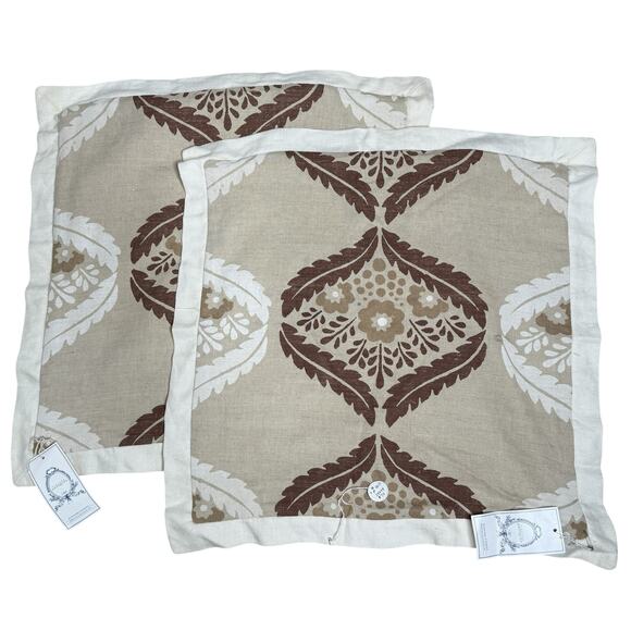 2 Custom Brown Floral Decorative Pillow Covers Large 24 x 24 Pillowsize - Picture 1 of 7
